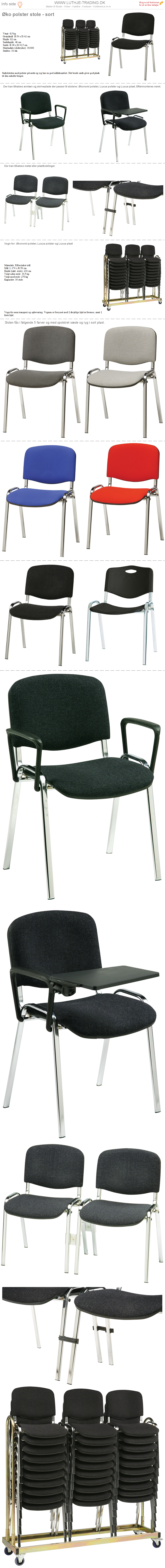 Stabelstole Øko polster sort